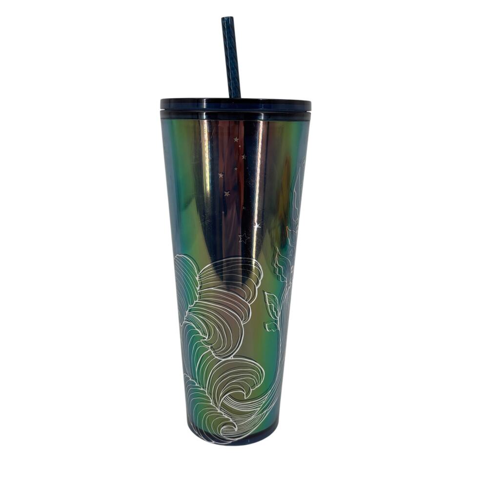 Starbucks Mermaid Tumbler‎ Cup Venti 24 Oz Green Iridescent Siren Holiday 2023